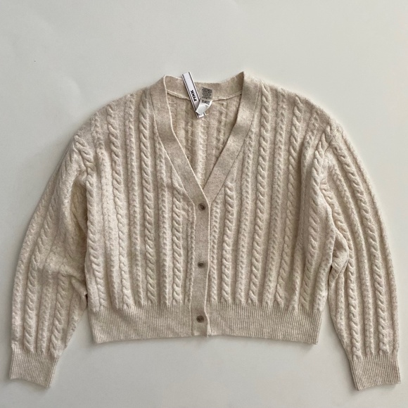 PINK Victoria's Secret Sweater Soft Cable Knit Cardigan Light Tan Nwt XXL 2XL - Picture 1 of 3